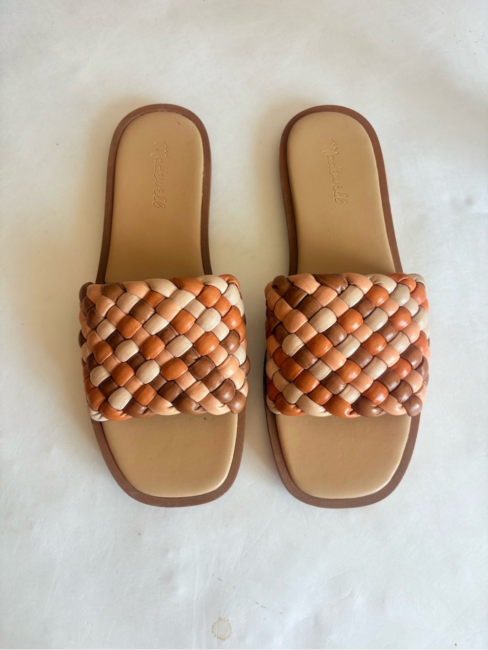Madewell Suzy Woven Leather Slides US 9